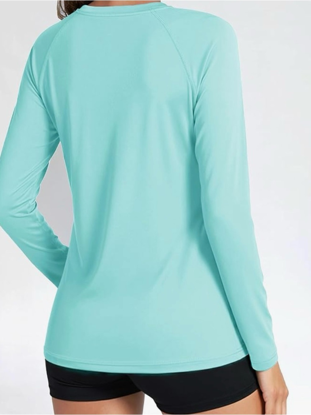 Light Aqua Long Sleeve Rash Guard Top - Picture 3 of 5